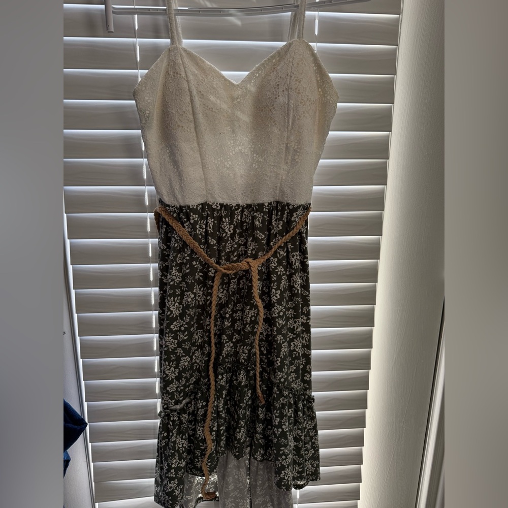 Floral Lace Top Dress with Rope Belt